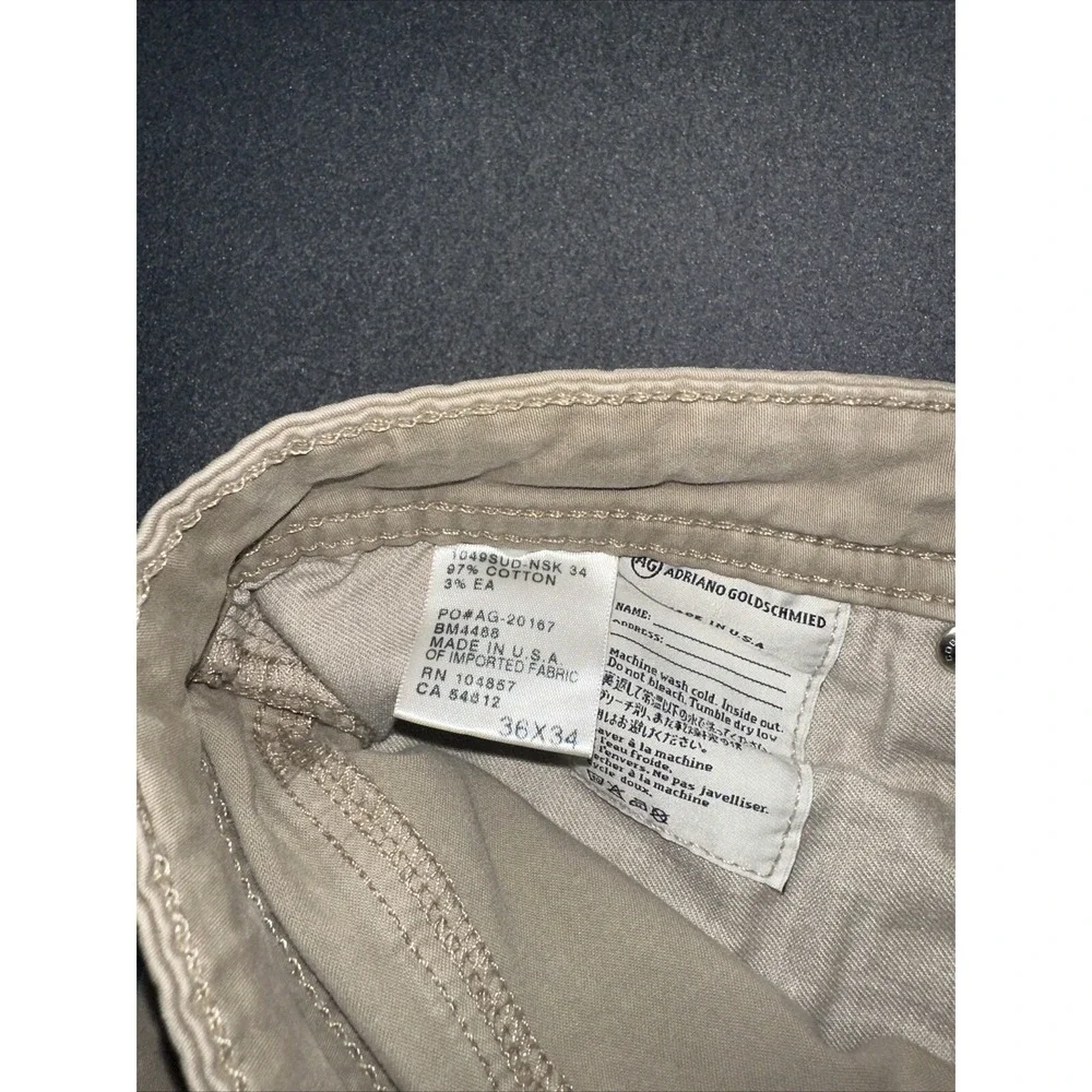 Adriano Goldschmied Pants Mens 36x34 Tan The Protege Chino Straight Leg AG